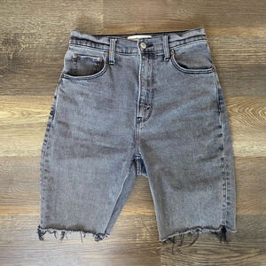 Abercrombie & Fitch Jean Shorts Women’s 25 Black Curve Love Upcycled DIY Cutoff